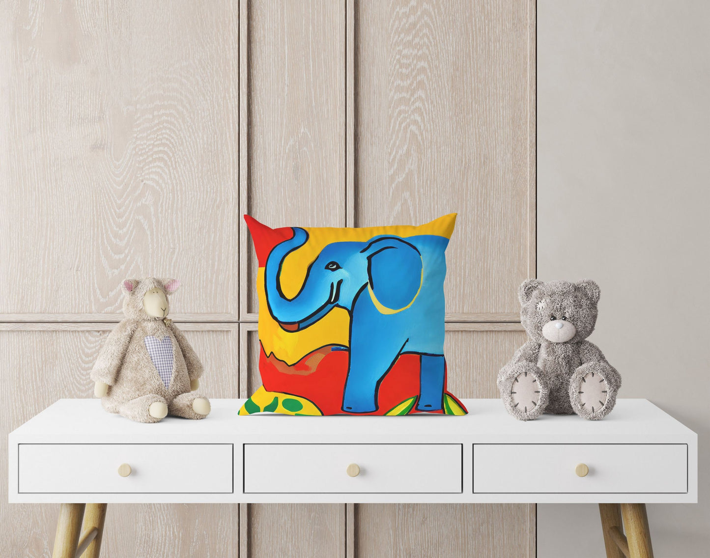 Modern Art African Wildlife Elephant, Throw Pillow Cover, Abstract Art Pillow, Comfortable, Colorful Pillow Case, Fashion