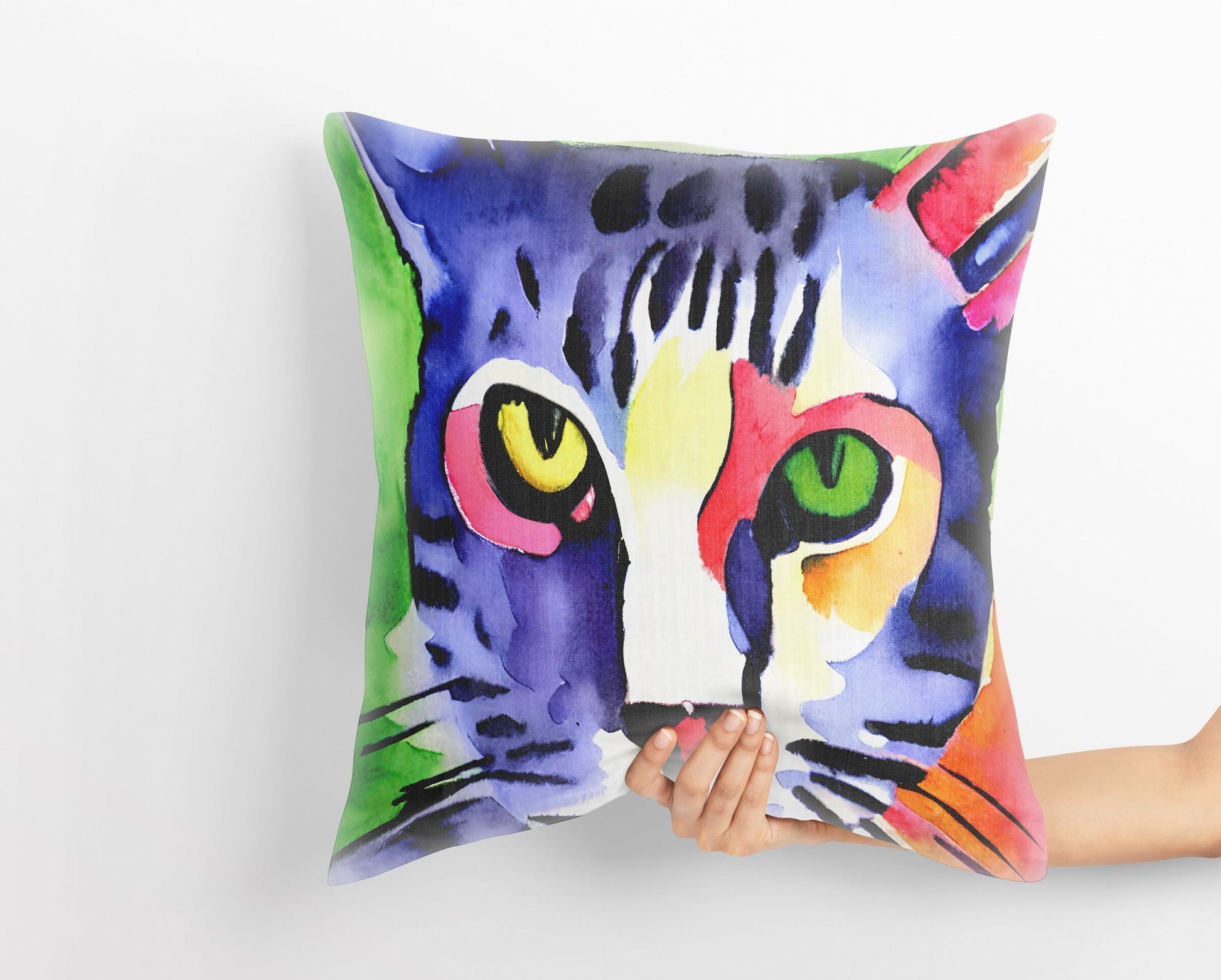 Colorful Cat Matisse Style Toss Pillow, Abstract Throw Pillow, Soft Pillow Cases, Blue Pillow, Contemporary Pillow, Square Pillow