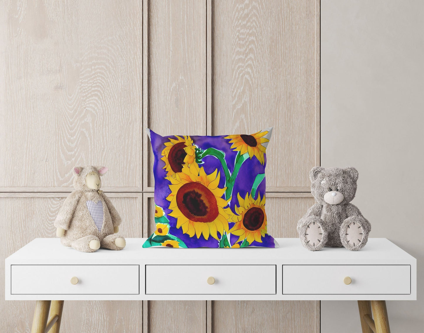 Sunflowers Original Art, Throw Pillow, Abstract Throw Pillow, Soft Pillow Cases, Yellow Pillow, Modern Pillow, Large Pillow Cases