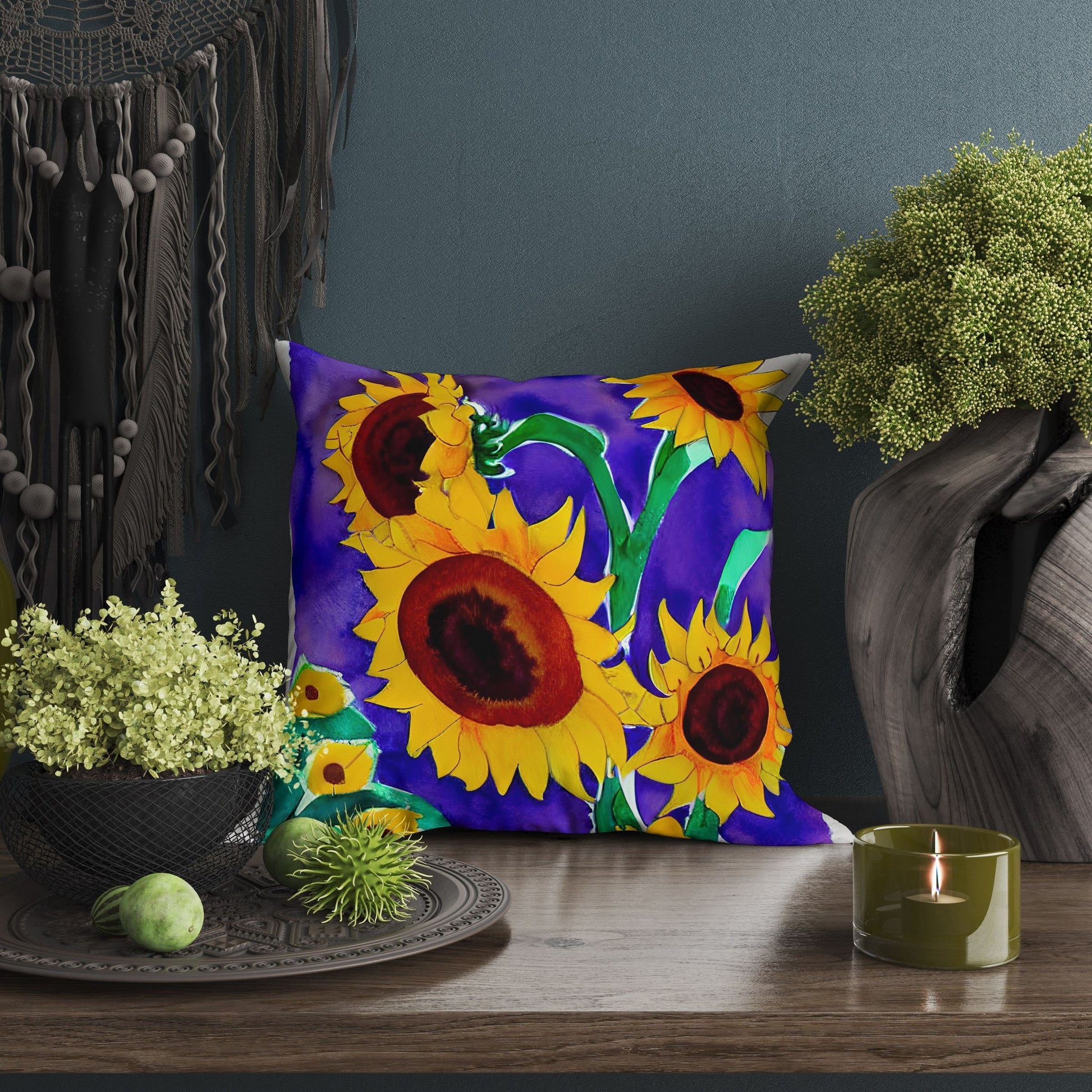 Sunflowers Original Art, Throw Pillow, Abstract Throw Pillow, Soft Pillow Cases, Yellow Pillow, Modern Pillow, Large Pillow Cases