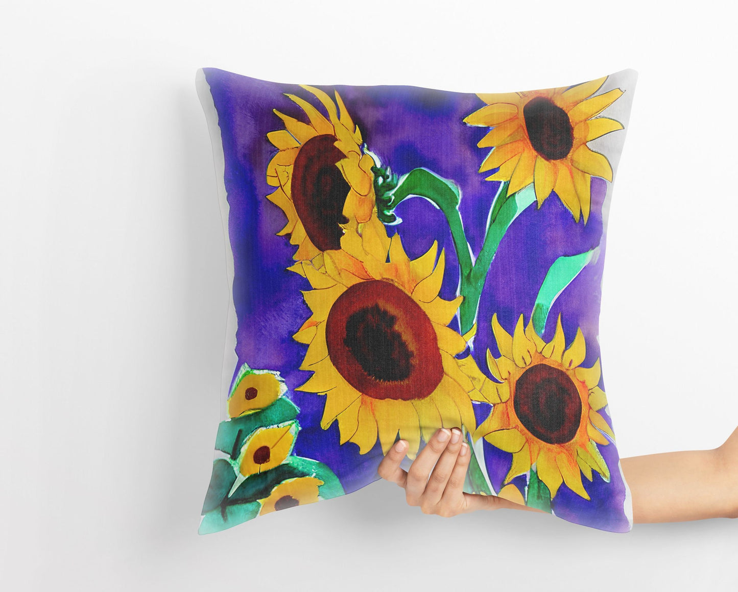 Sunflowers Original Art, Throw Pillow, Abstract Throw Pillow, Soft Pillow Cases, Yellow Pillow, Modern Pillow, Large Pillow Cases