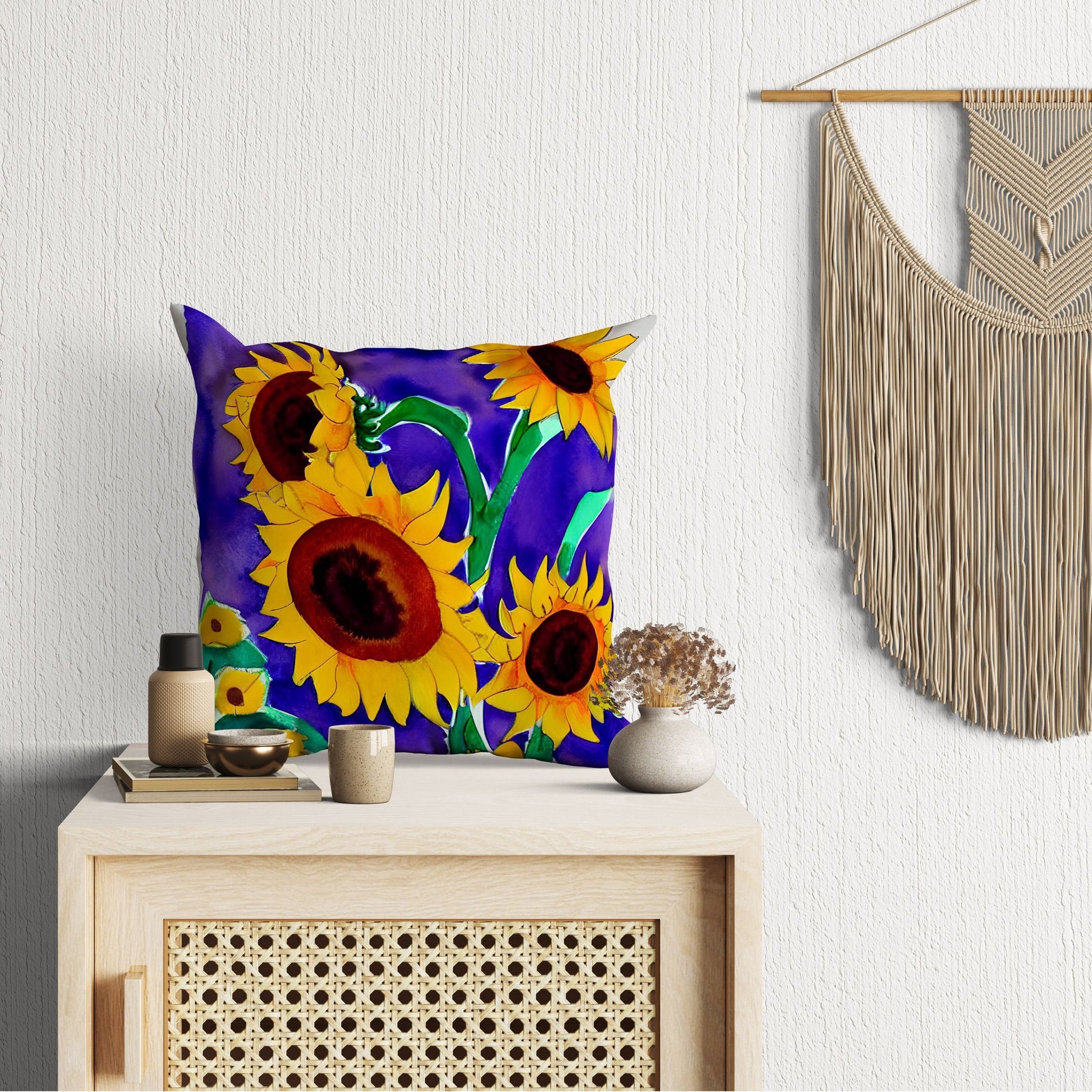 Sunflowers Original Art, Throw Pillow, Abstract Throw Pillow, Soft Pillow Cases, Yellow Pillow, Modern Pillow, Large Pillow Cases