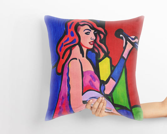 Taylor Swift Singing, Decorative Pillow, Abstract Throw Pillow, Soft Pillow Cases, Colorful Pillow Case, Contemporary Pillow, 20X20 Pillow