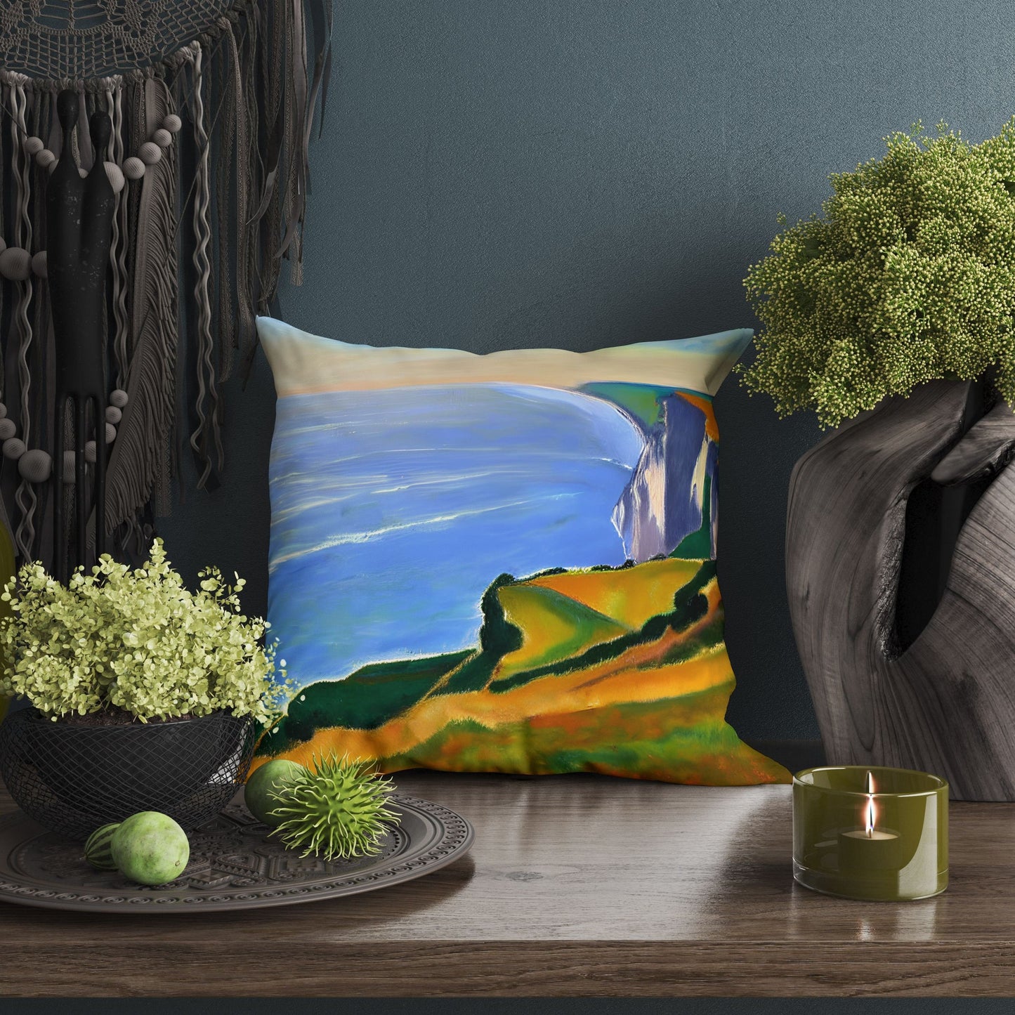 Landscape Art Throw Pillow, Abstract Pillow, Art Pillow, Colorful Pillow Case, Modern Pillow, Housewarming Gift, Indoor Pillow Cases