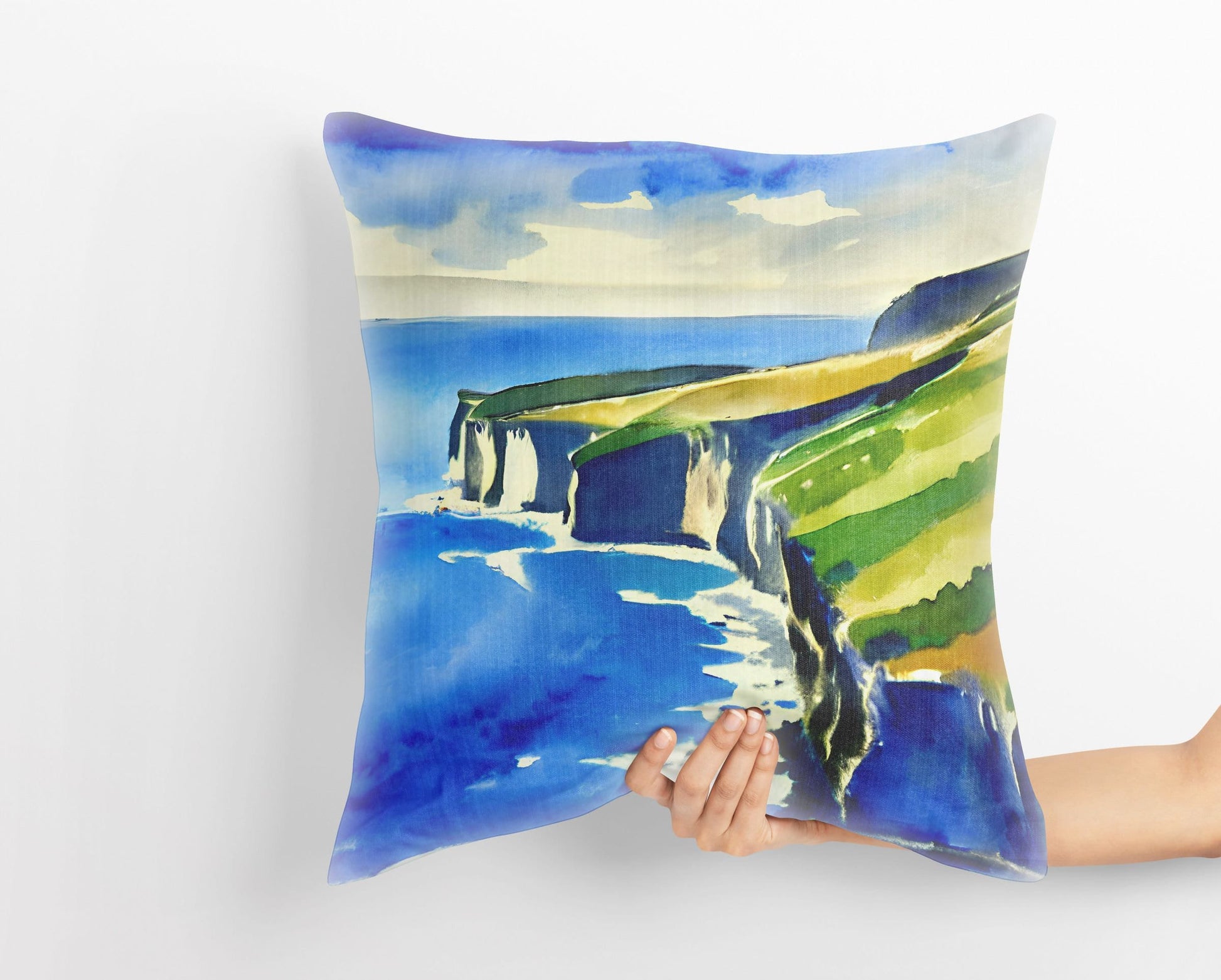 Cliff By The Sea, Throw Pillow Cover, Abstract Throw Pillow Cover, Art Pillow, Contemporary Pillow, Square Pillow, Home Decor Pillow