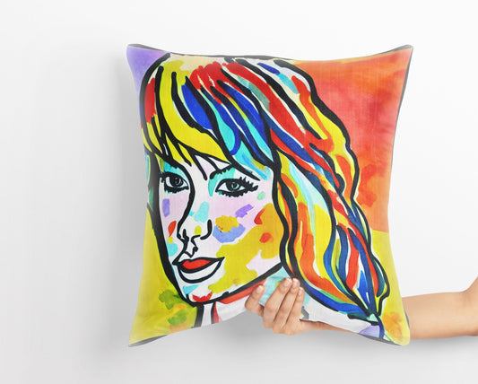 Taylor Swift Throw Pillow Cover, Abstract Throw Pillow Cover, Art Pillow, Colorful Pillow Case, Contemporary Pillow, Square Pillow