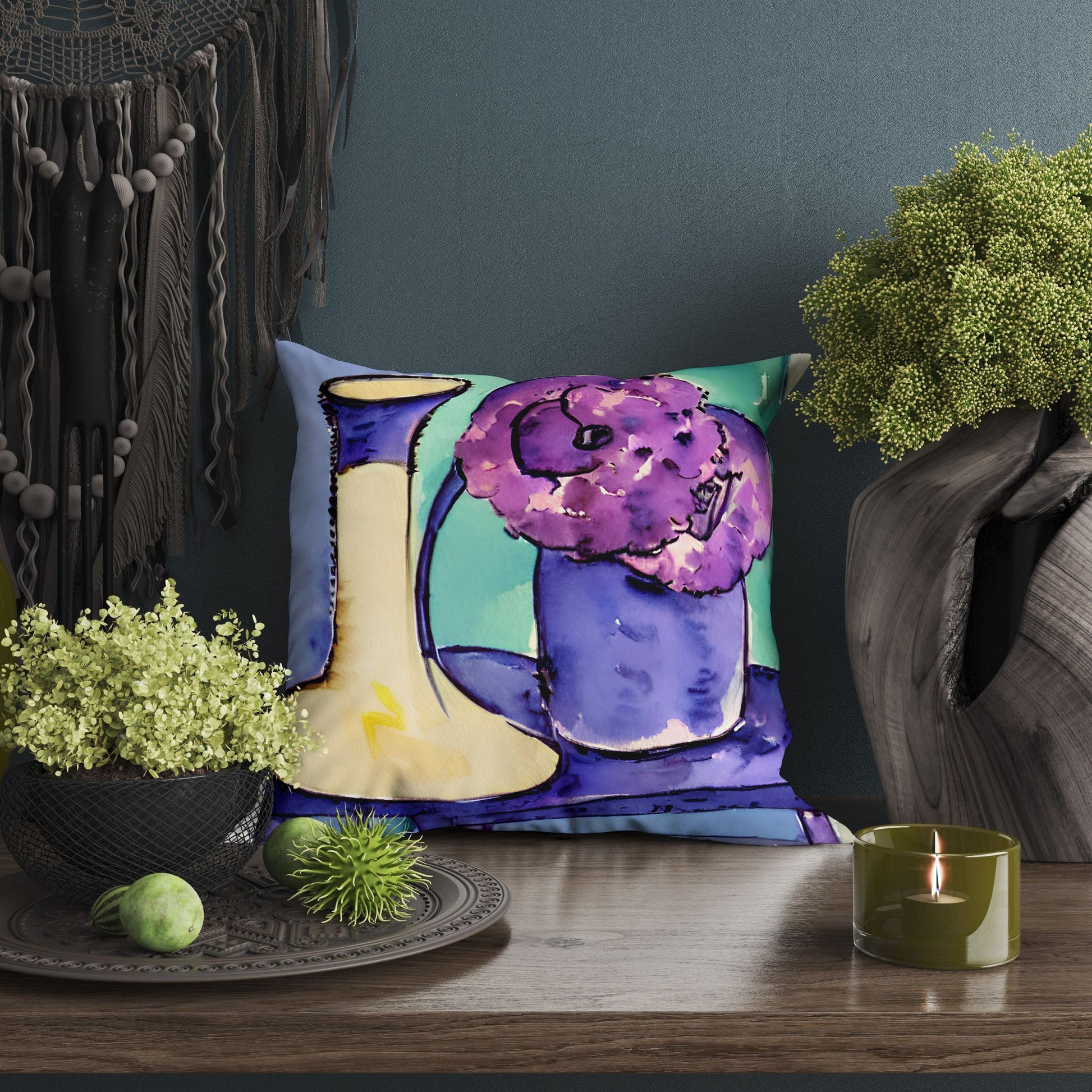 Still Life With Flowers Decorative Pillow, Abstract Throw Pillow, Soft Pillow Cases, Colorful Pillow Case, Home Decor Pillow, Abstract Decor