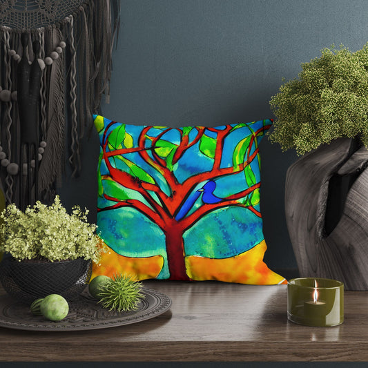 Tree Of Life Toss Pillow, Abstract Throw Pillow Cover, Soft Pillow Cases, Colorful Pillow Case, Contemporary Pillow, Square Pillow