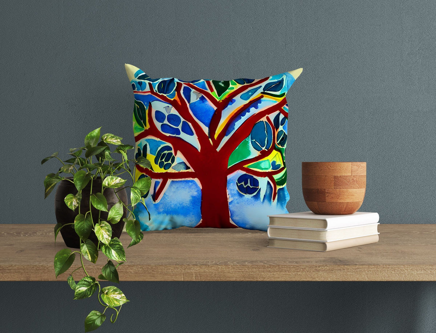 Tree Of Life Throw Pillow Cover, Abstract Throw Pillow Cover, Artist Pillow, Colorful Pillow Case, Contemporary Pillow, Square Pillow