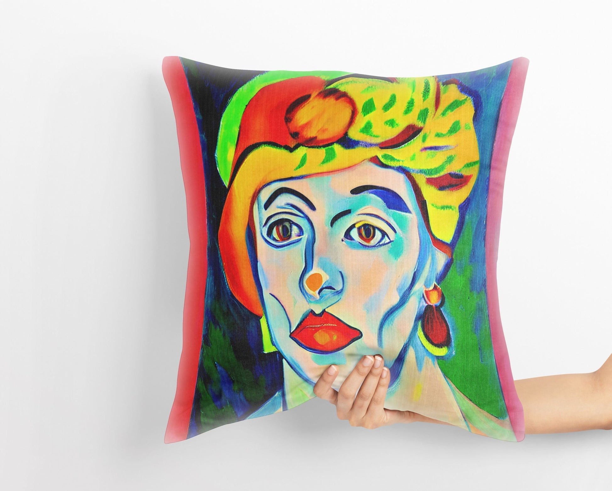 Beautiful Girl Throw Pillow, Abstract Throw Pillow, Artist Pillow, Colorful Pillow Case, Impressionist Pillow, Square Pillow