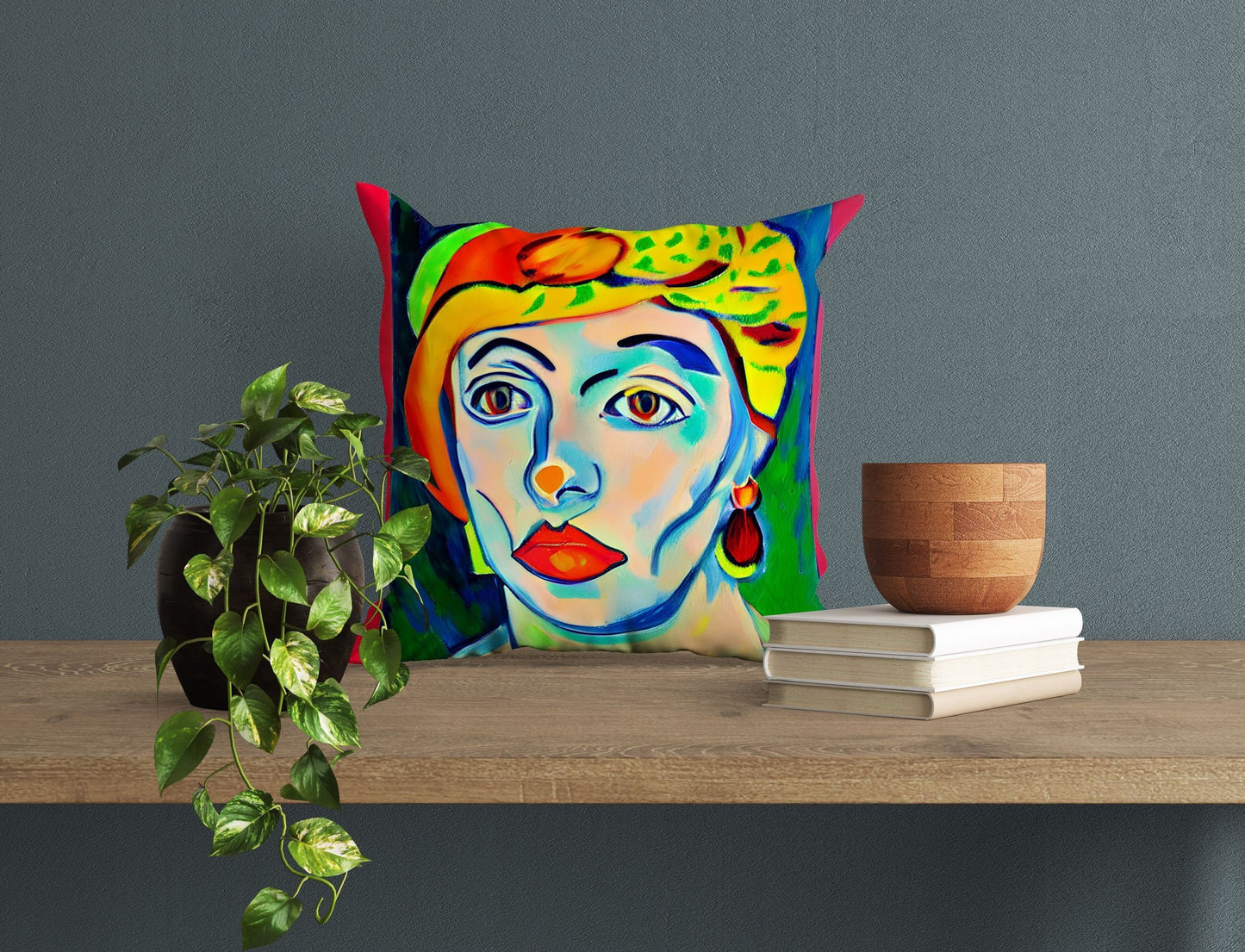 Beautiful Girl Throw Pillow, Abstract Throw Pillow, Artist Pillow, Colorful Pillow Case, Impressionist Pillow, Square Pillow