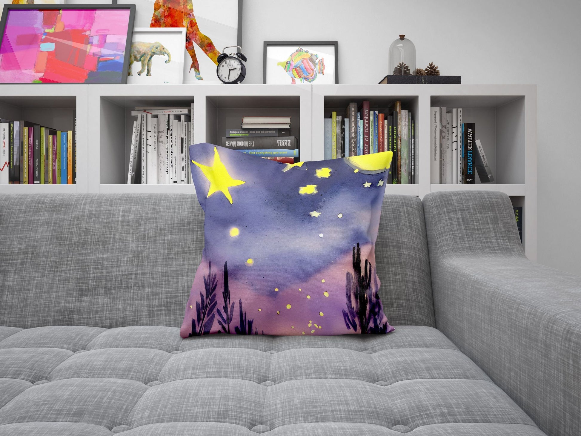 Starry Night Toss Pillow, Abstract Throw Pillow Cover, Soft Pillow Cases, 20X20 Pillow Cover, Home Decor Pillow, Indoor Pillow Cases