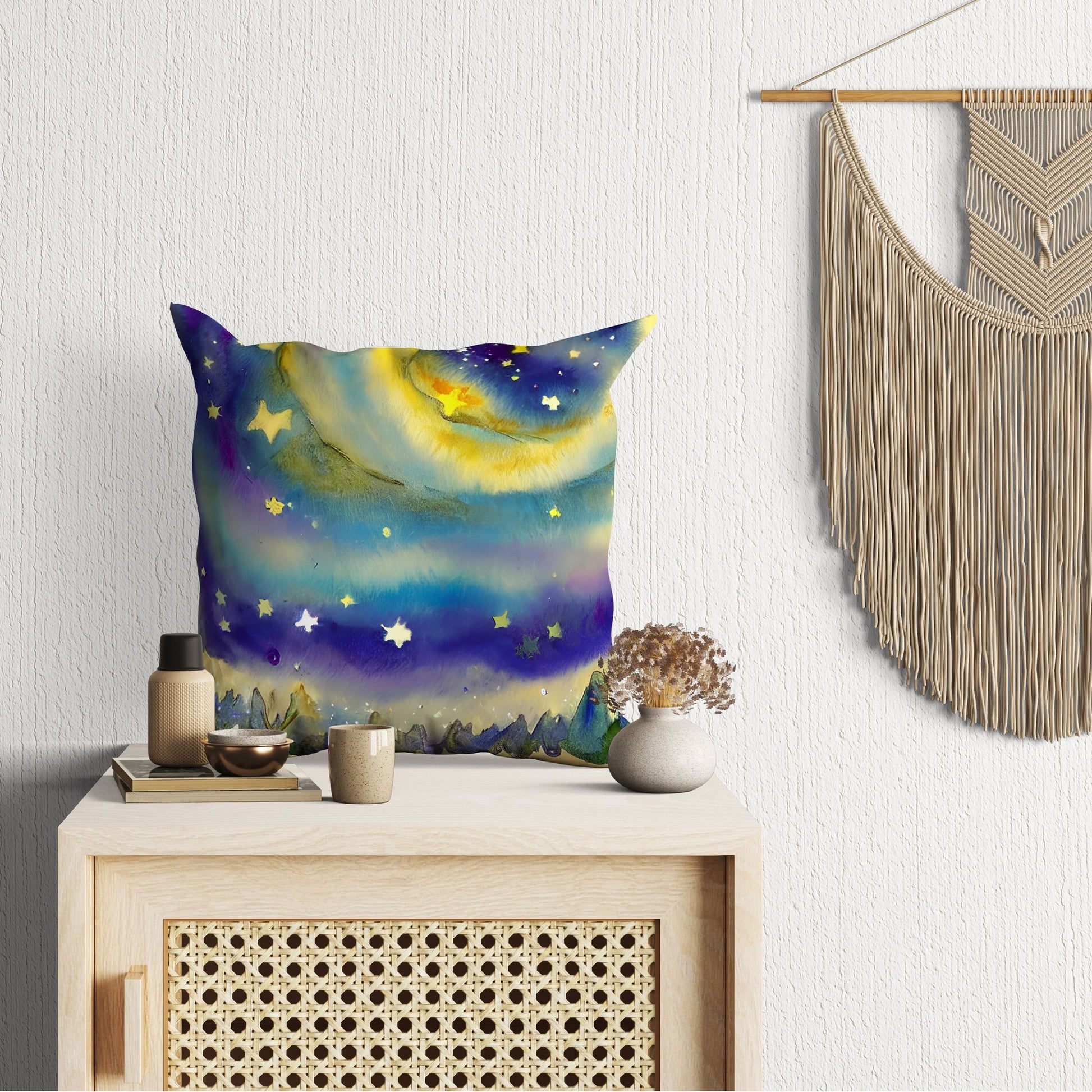 Starry Night Toss Pillow, Abstract Pillow, Soft Pillow Cases, Colorful Pillow Case, Large Pillow Cases, Housewarming Gift, Sofa Pillows