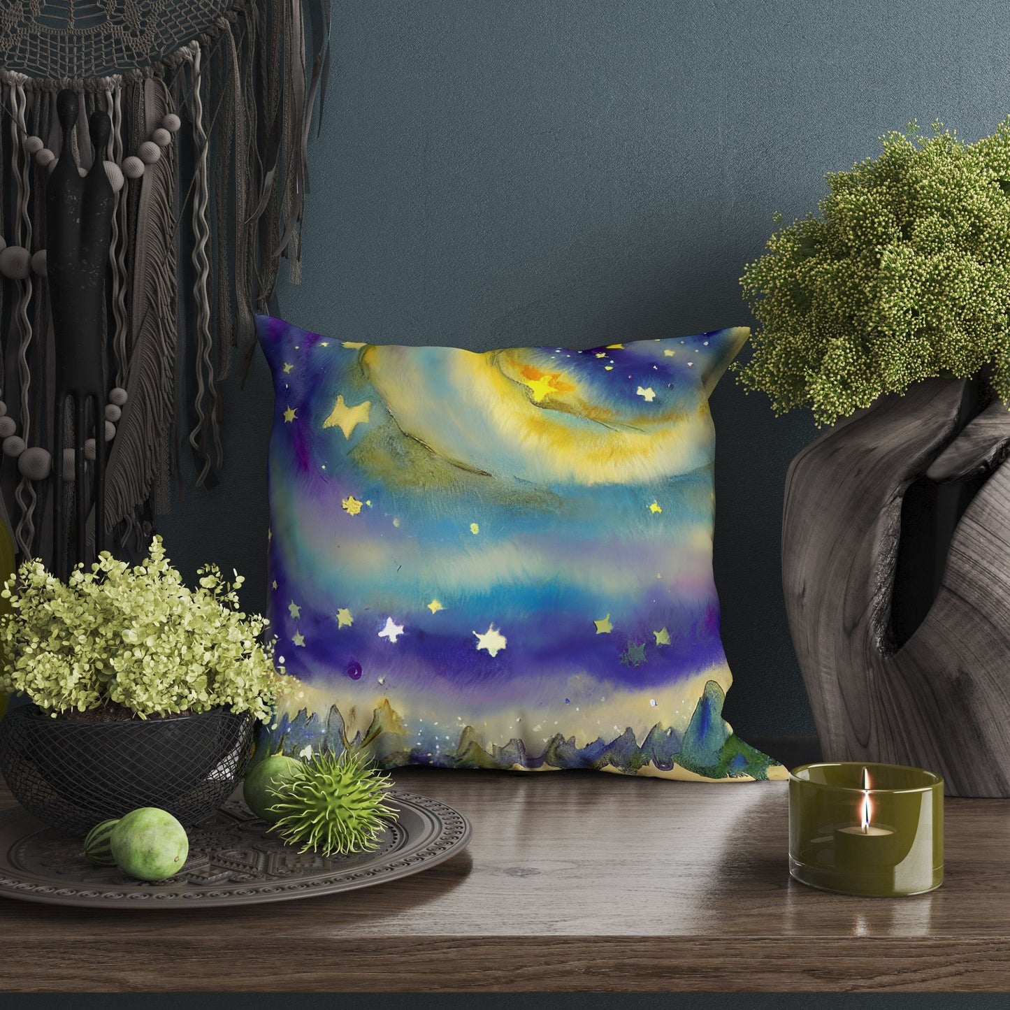 Starry Night Toss Pillow, Abstract Pillow, Soft Pillow Cases, Colorful Pillow Case, Large Pillow Cases, Housewarming Gift, Sofa Pillows