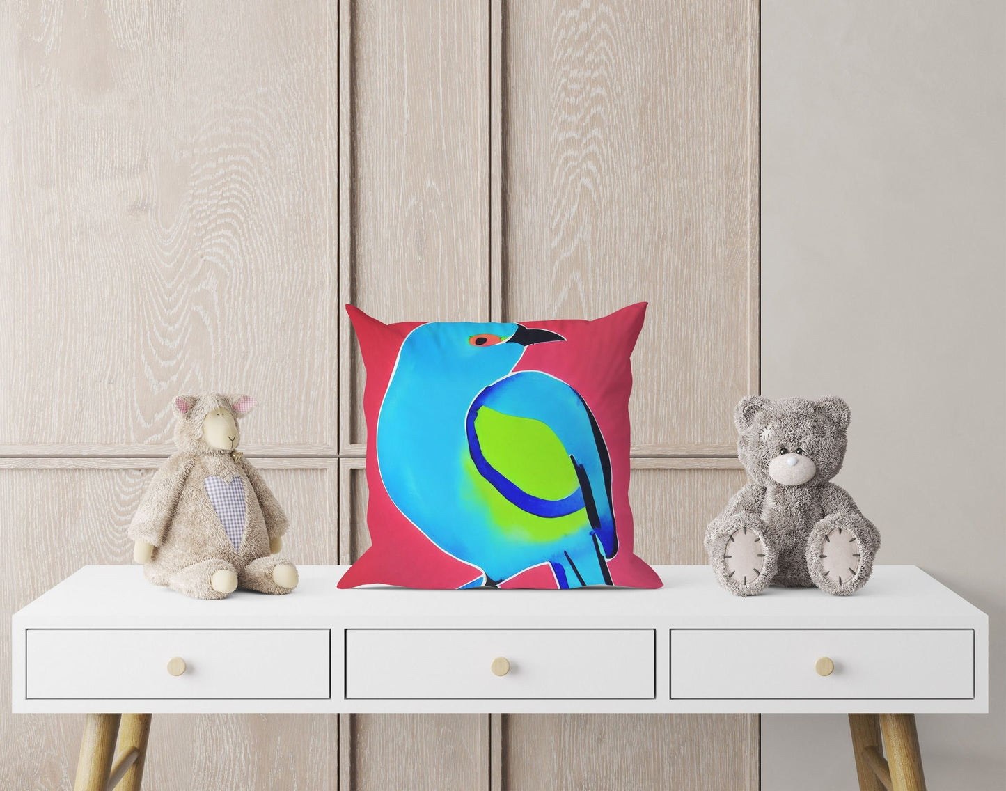 Blue Bird Pillow Case, Abstract Throw Pillow, Soft Pillow Cases, Colorful Pillow Case, Contemporary Pillow, Large Pillow Cases, Housewarming