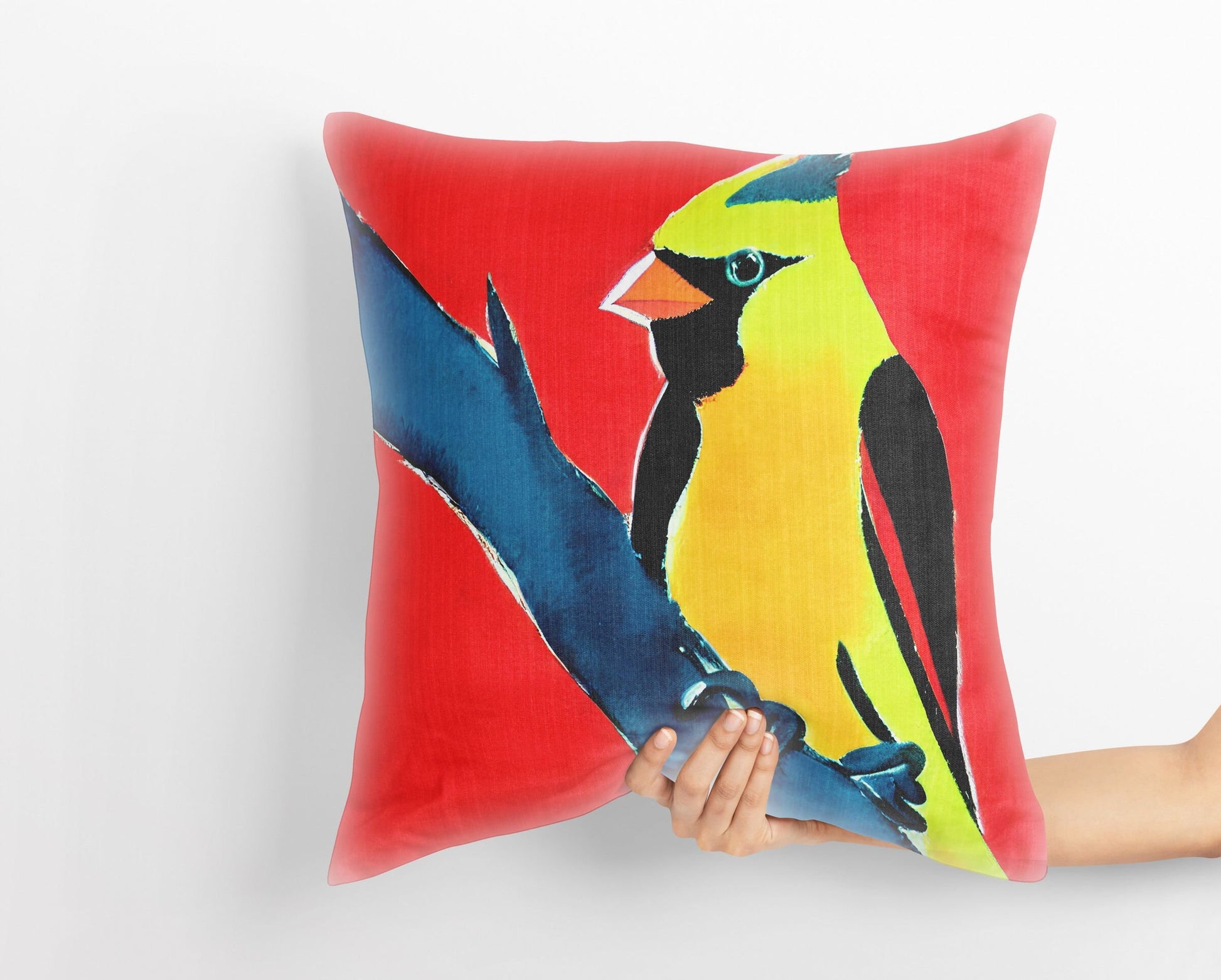 North American Cardinals Female Bird Toss Pillow, Abstract Throw Pillow, Soft Pillow Cases, Colorful Pillow Case, Contemporary Pillow