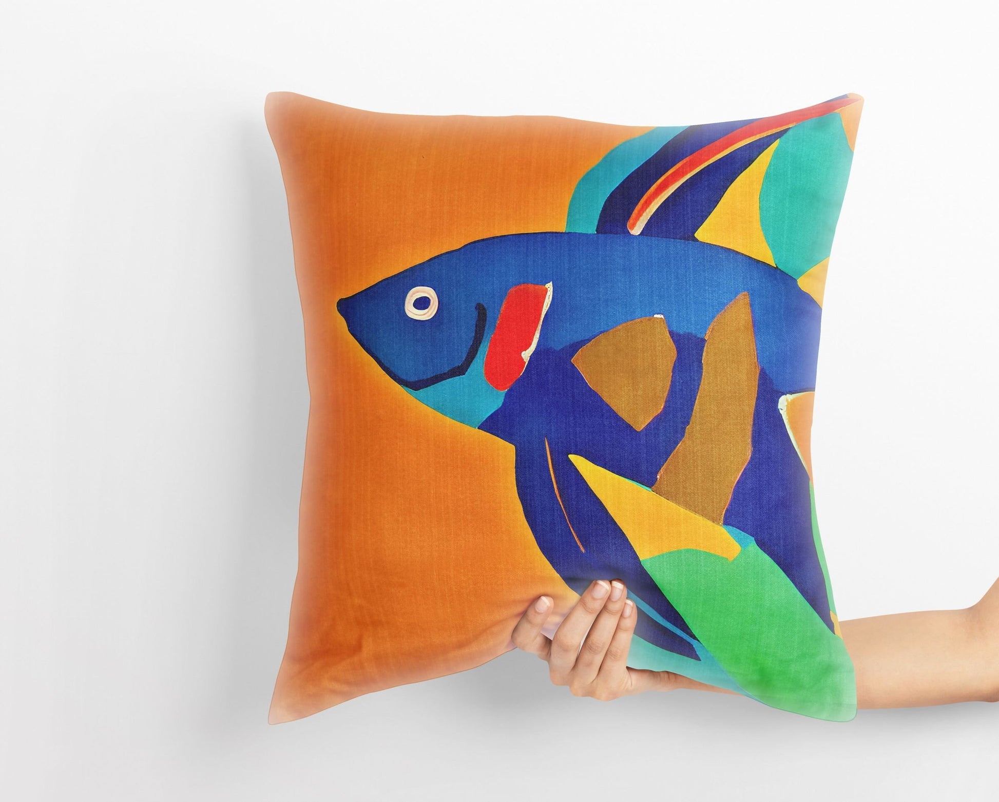 Tropical Fish Throw Pillow, Abstract Throw Pillow Cover, Designer Pillow, Colorful Pillow Case, Contemporary Pillow, Large Pillow Cases