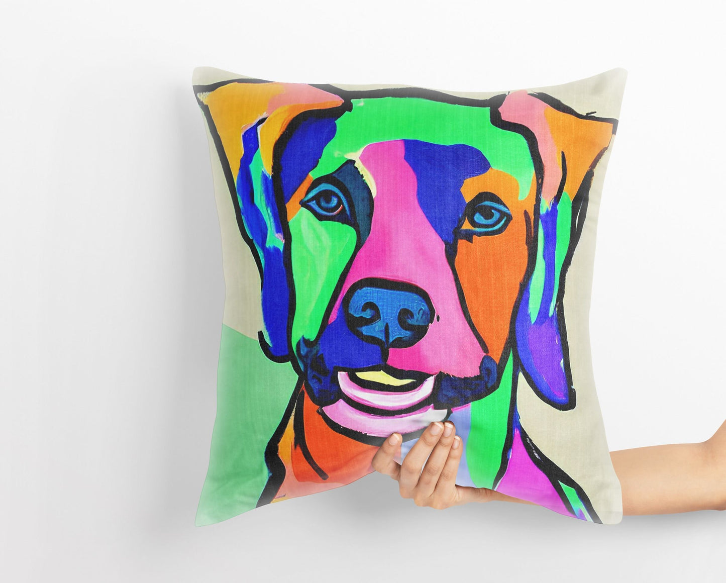 Lovely Dog Toss Pillow, Abstract Throw Pillow Cover, Soft Pillow Cases, Colorful Pillow Case, Modern Pillow, 20X20 Pillow Cover