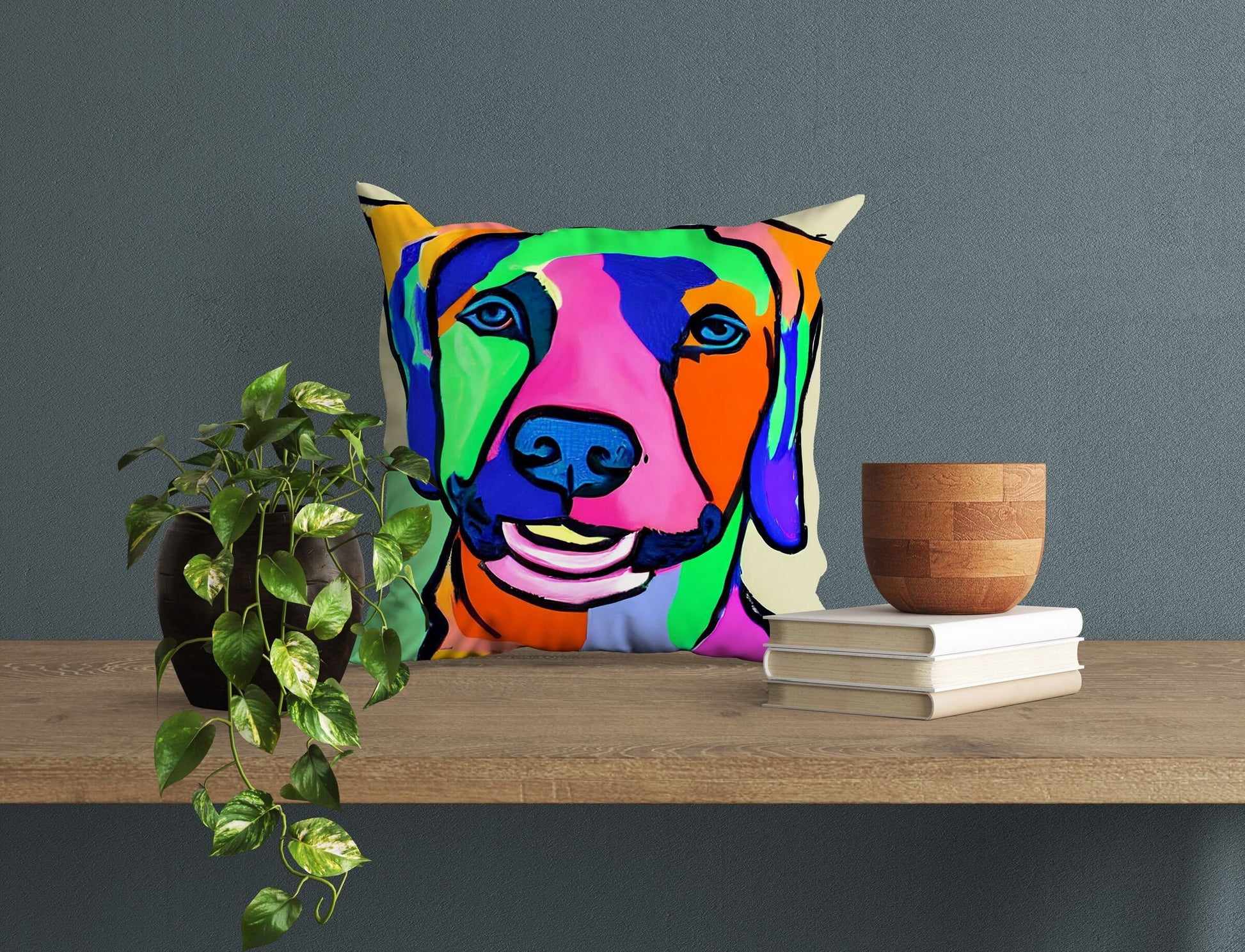 Lovely Dog Toss Pillow, Abstract Throw Pillow Cover, Soft Pillow Cases, Colorful Pillow Case, Modern Pillow, 20X20 Pillow Cover