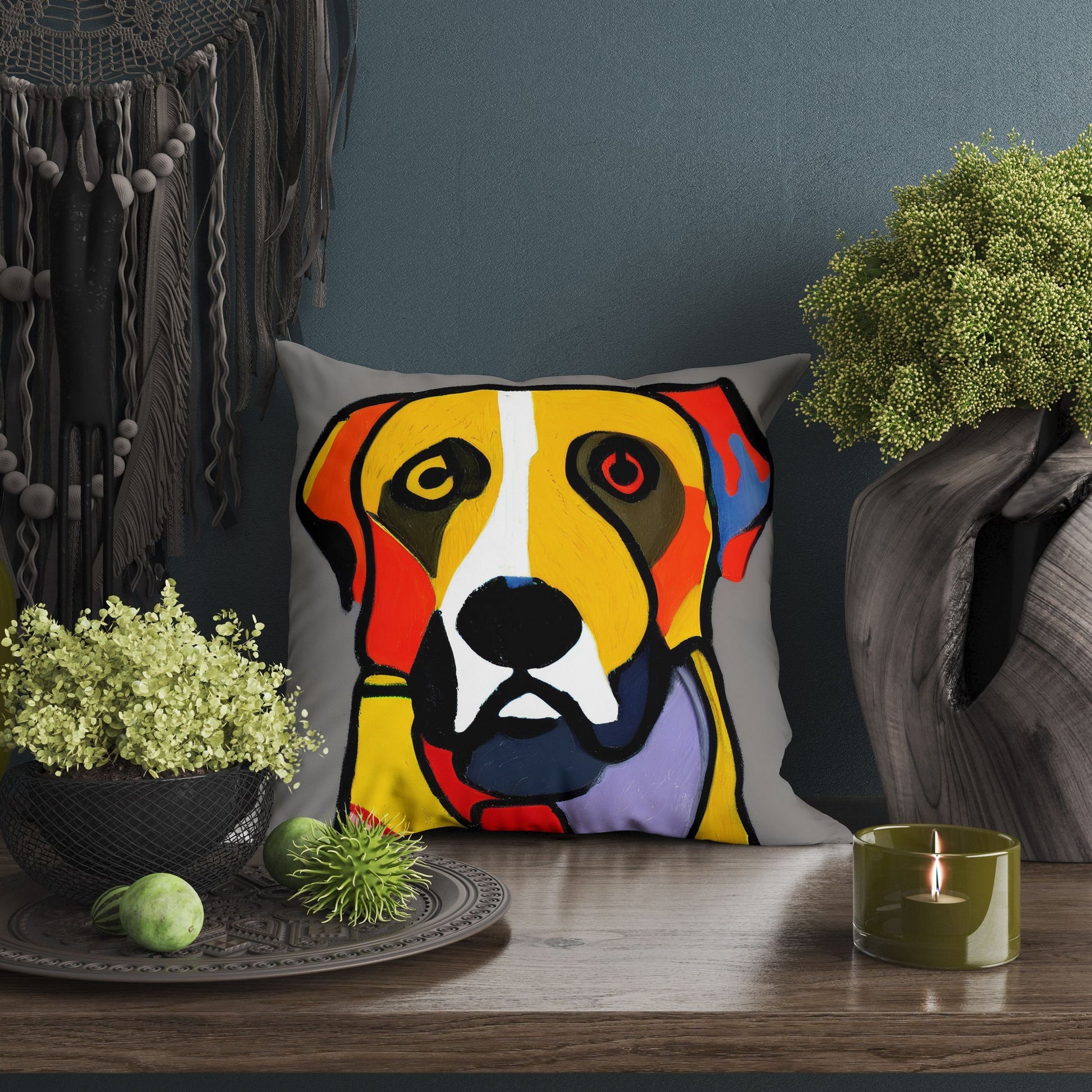 Lovely Dog Toss Pillow, Abstract Pillow, Soft Pillow Cases, Colorful Pillow Case, Contemporary Pillow, Large Pillow Cases, Housewarming Gift