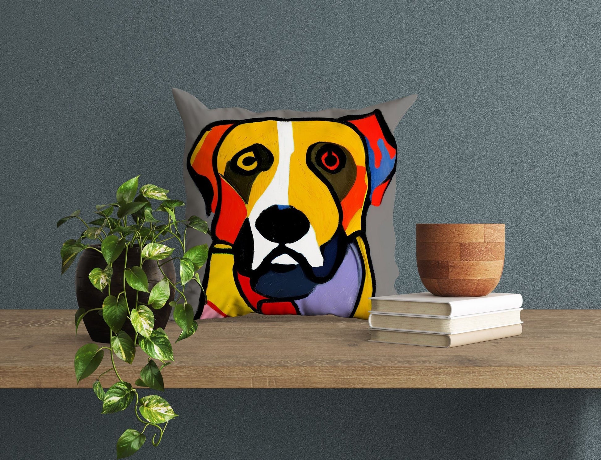 Lovely Dog Toss Pillow, Abstract Pillow, Soft Pillow Cases, Colorful Pillow Case, Contemporary Pillow, Large Pillow Cases, Housewarming Gift