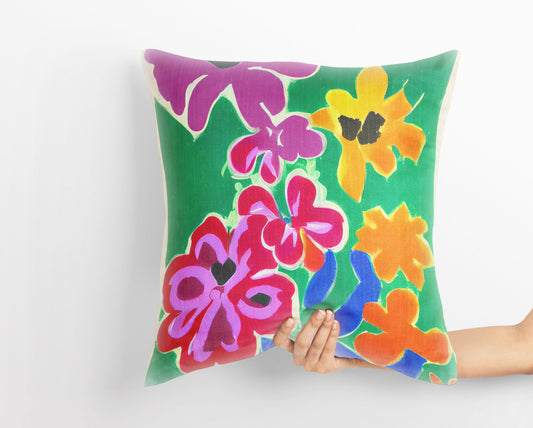 Watercolor Flowers Toss Pillow, Abstract Throw Pillow Cover, Art Pillow, Colorful Pillow Case, Contemporary Pillow, 20X20 Pillow Cover