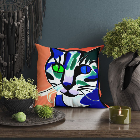 Colorful Cat Pillow Case, Abstract Throw Pillow Cover, Designer Pillow, Colorful Pillow Case, Modern Pillow, Large Pillow Cases