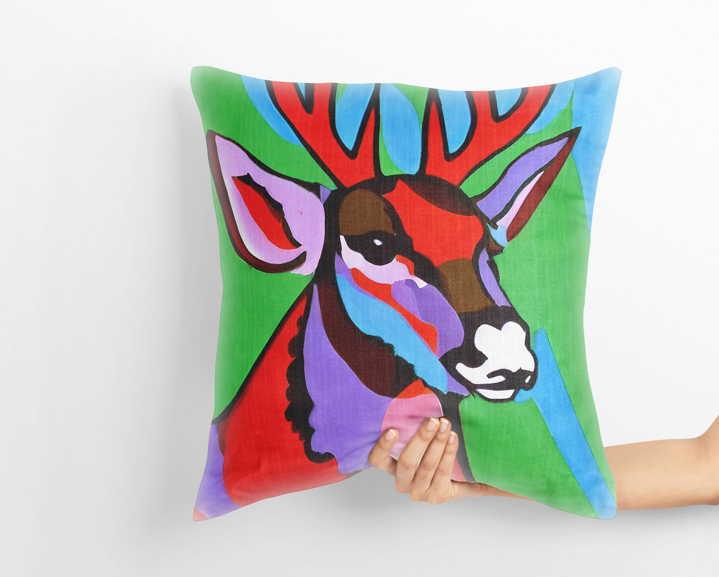 Original Art Wildlife Deer Toss Pillow, Bee Pillow Cover, Soft Pillow Cases, Colorful Pillow Case, Fashion, 18 X 18 Pillow Covers
