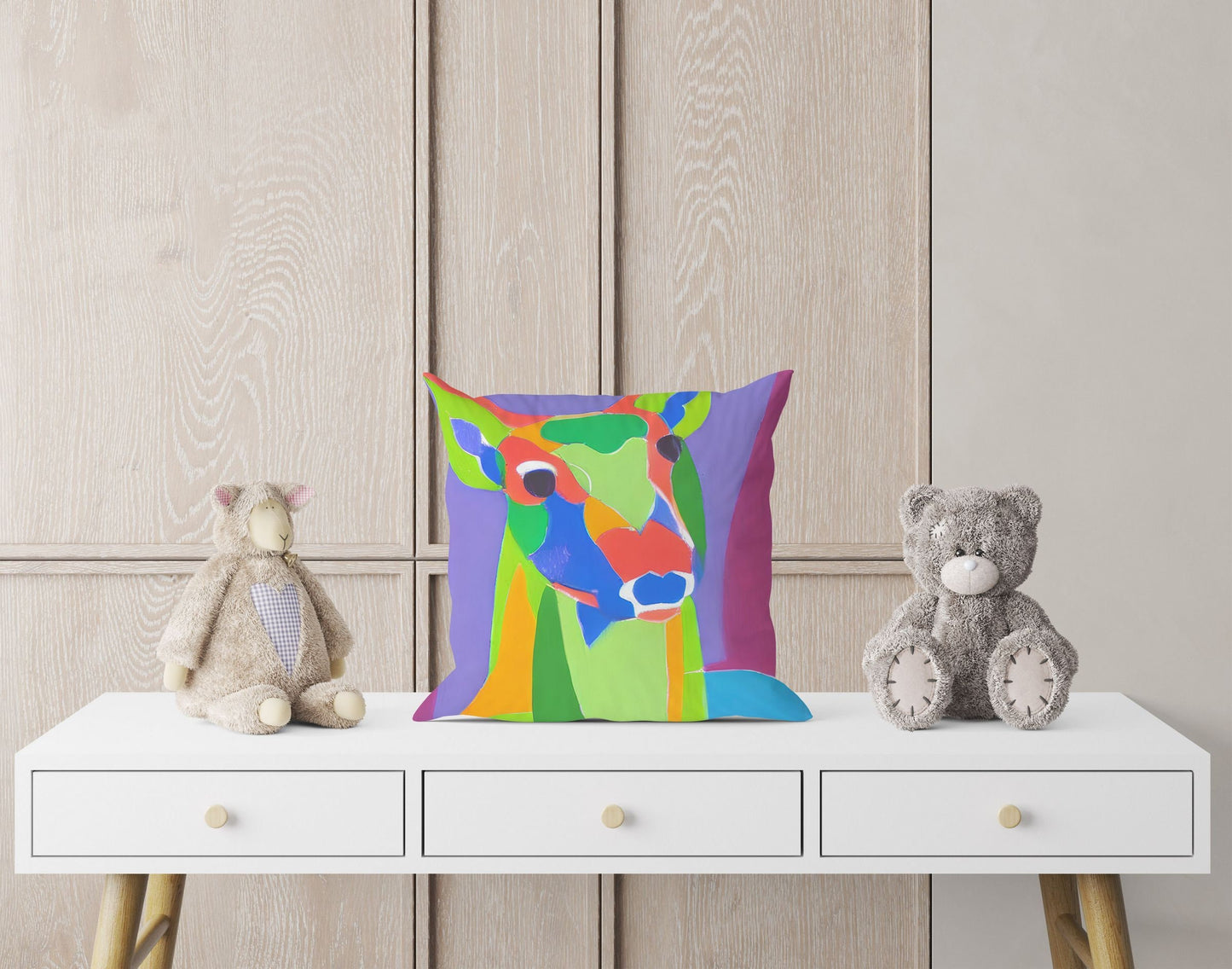 Original Art Wildlife Deer, Toss Pillow, Abstract Art Pillow, Comfortable, Fashion, 24X24 Pillow Case, Housewarming Gift, Pillow Cases Kids