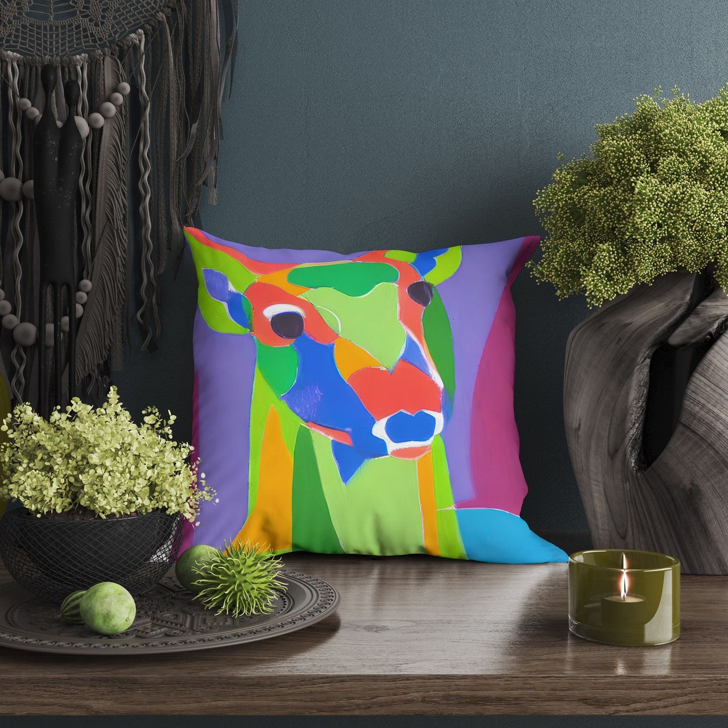 Original Art Wildlife Deer, Toss Pillow, Abstract Art Pillow, Comfortable, Fashion, 24X24 Pillow Case, Housewarming Gift, Pillow Cases Kids