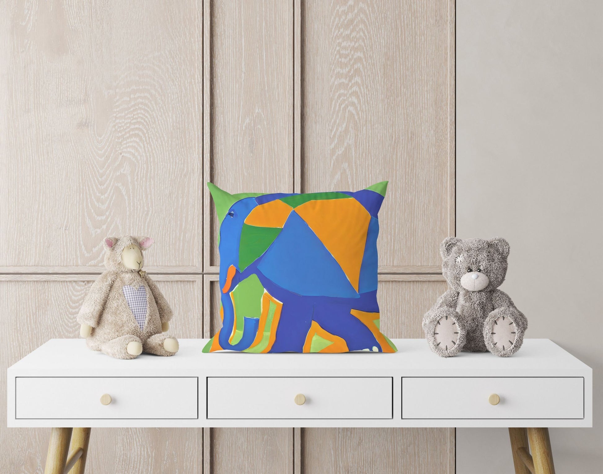 Modern Art African Wildlife Elephant Throw Pillow Cover, Abstract Throw Pillow Cover, Comfortable, Colorful Pillow Case, Beautiful Pillow