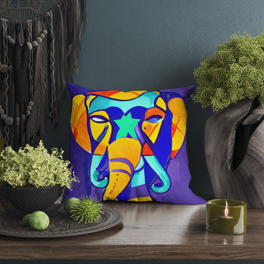 Modern Art African Wildlife Elephant Toss Pillow, Abstract Art Pillow, Comfortable, Colorful Pillow Case, Housewarming Gift, Nursery Pillow