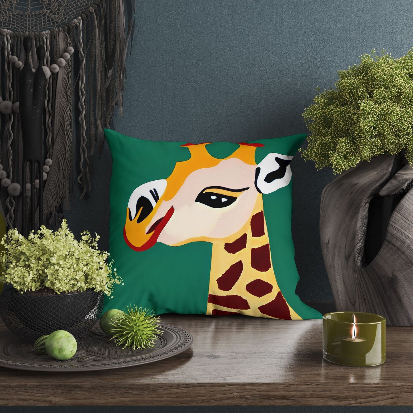 Modern Art African Wildlife Giraffe Throw Pillow, Abstract Throw Pillow, Designer Pillow, Colorful Pillow Case, Watercolor Pillow Cases