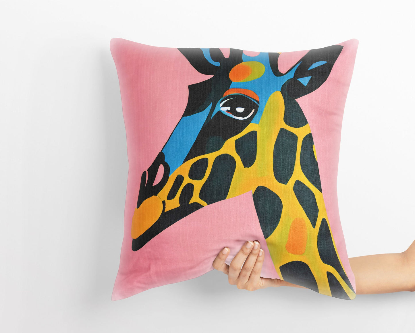 Modern Art African Wildlife Giraffe Pillow Case, Abstract Art Pillow, Artist Pillow, Colorful Pillow Case, Watercolor Pillow Cases