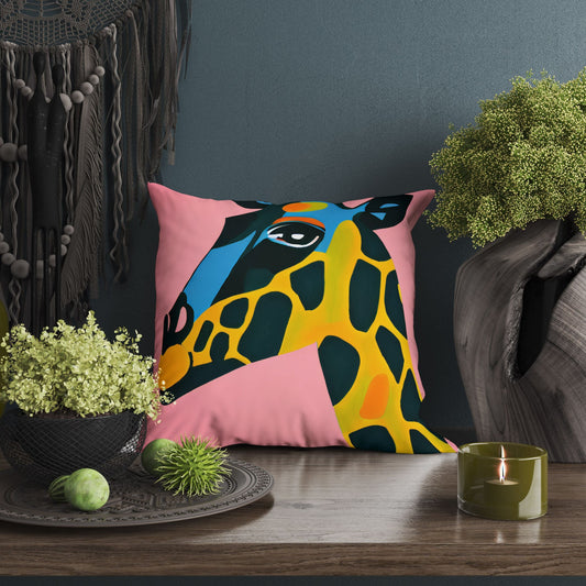 Modern Art African Wildlife Giraffe Pillow Case, Abstract Art Pillow, Artist Pillow, Colorful Pillow Case, Watercolor Pillow Cases