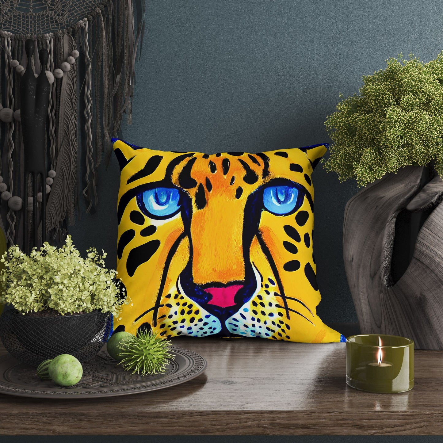 Modern Art African Wildlife Cheetah Tapestry Pillows, Abstract Throw Pillow, Art Pillow, Playroom Decor, Pillow Cases For Kids