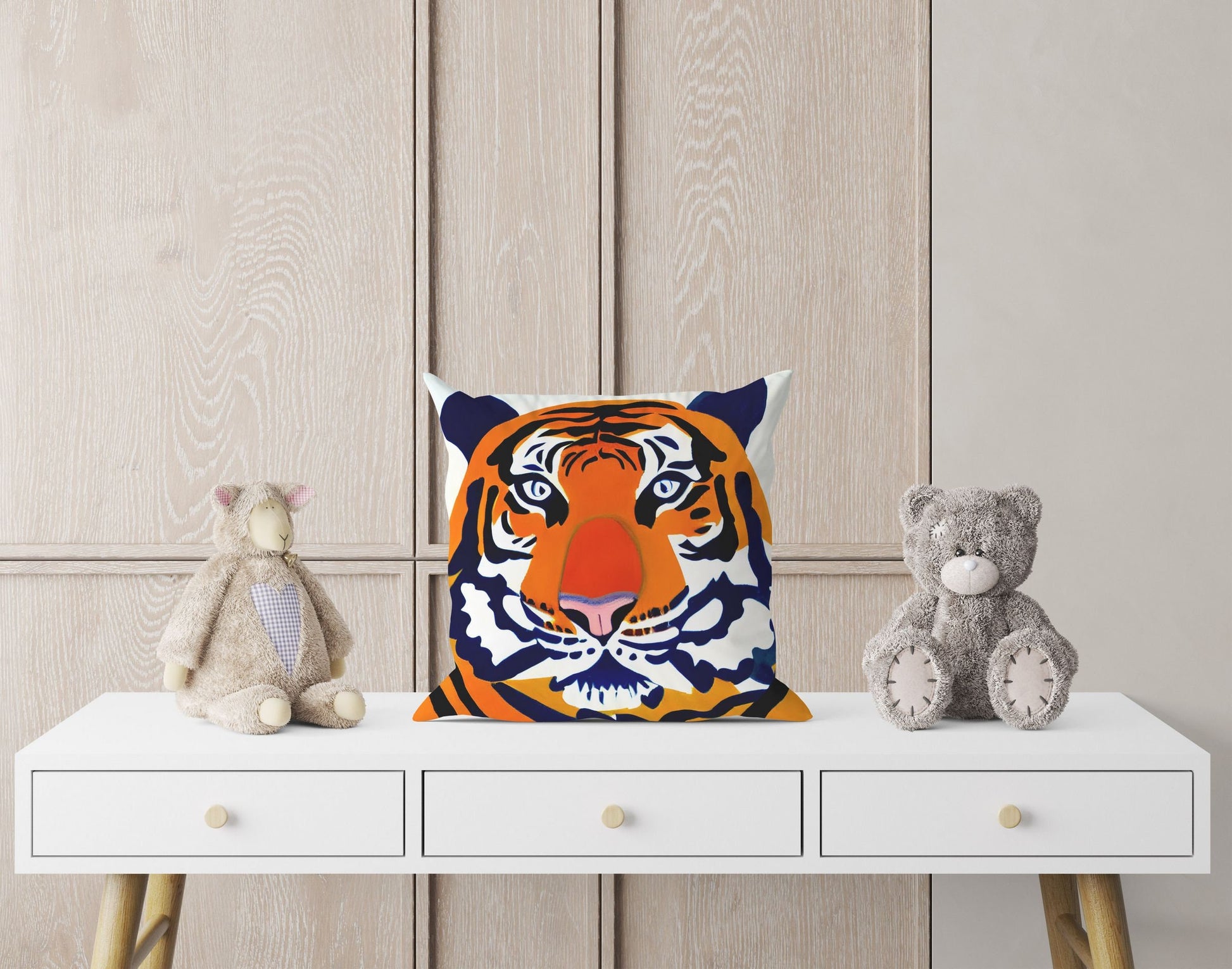 Original Art Wildlife Tiger Throw Pillow Cover, Abstract Throw Pillow Cover, Art Pillow, Housewarming Gift, Pillow Cases For Kids