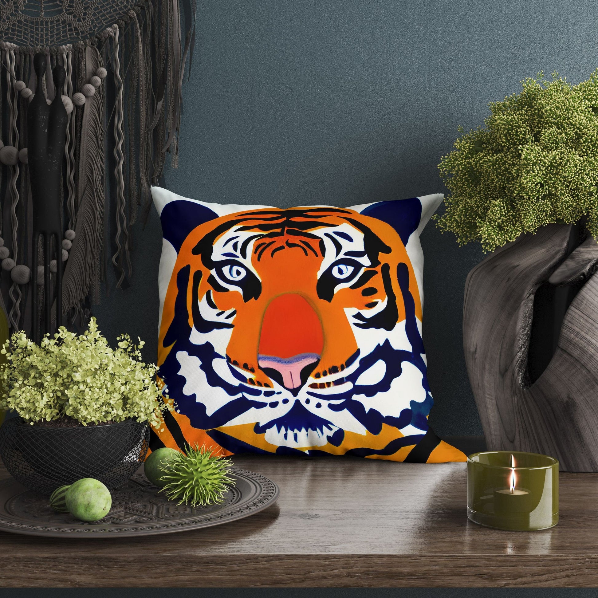 Original Art Wildlife Tiger Throw Pillow Cover, Abstract Throw Pillow Cover, Art Pillow, Housewarming Gift, Pillow Cases For Kids