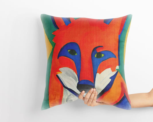 Original Art Wildlife Fire Fox Toss Pillow, Abstract Art Pillow, Artist Pillow, Colorful Pillow Case, Fashion, 24X24 Pillow Case