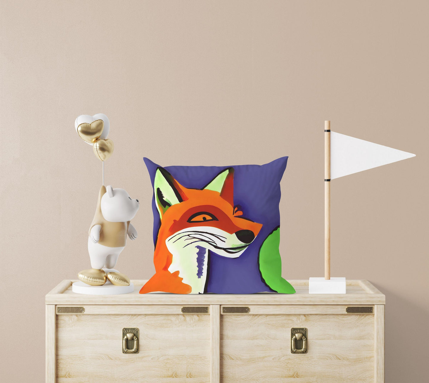 Original Art Wildlife Fox, Throw Pillow Cover, Abstract Art Pillow, Art Pillow, Colorful Pillow Case, Modern Pillow, 20X20 Pillow Cover