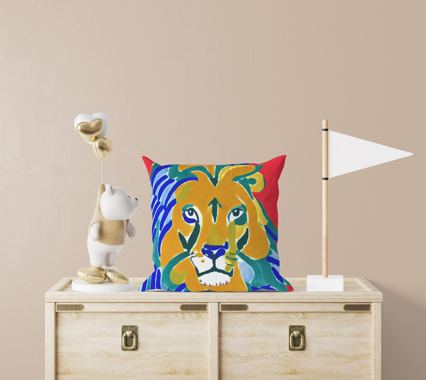 Original Art African Wildlife Lion King Pillow Case, Abstract Throw Pillow, Comfortable, Colorful Pillow Case, Watercolor Pillow Cases