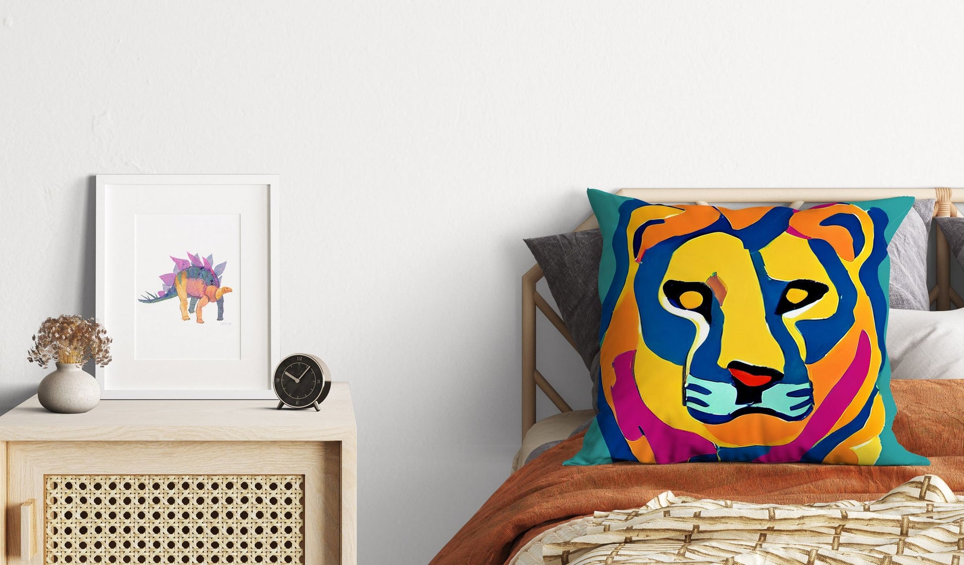 Original Art African Wildlife Lion King Throw Pillow Cover, Abstract Throw Pillow Cover, Comfortable, Colorful Pillow Case, Fashion