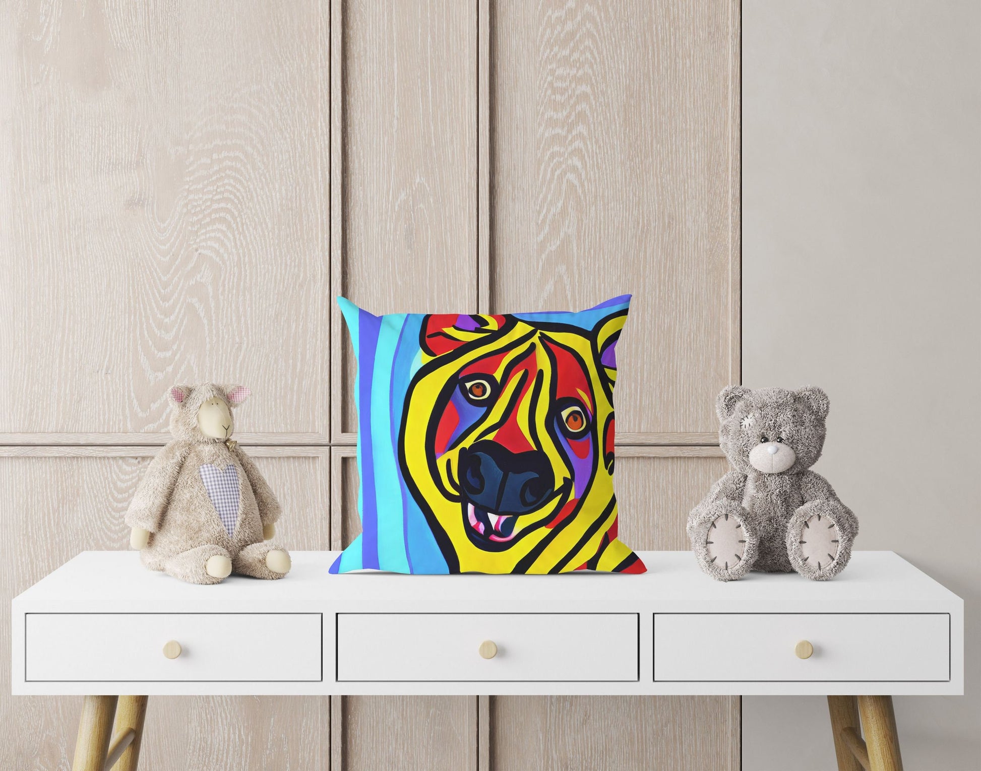 Original Art African Wildlife Hyena Throw Pillow Cover, Abstract Pillow Case, Designer Pillow, Colorful Pillow Case, Fashion, 20X20 Pillow
