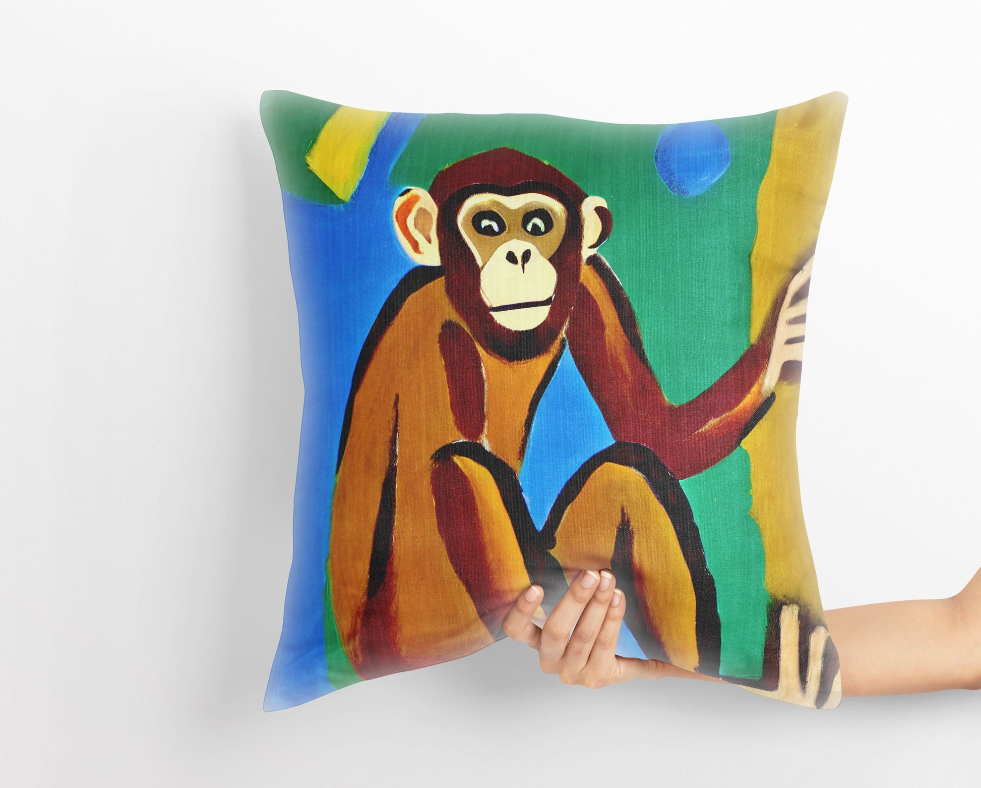 Original Art Monkey Pillow Case, Abstract Art Pillow, Art Pillow, Colorful Pillow Case, Beautiful Pillow, Square Pillow, Housewarming Gift