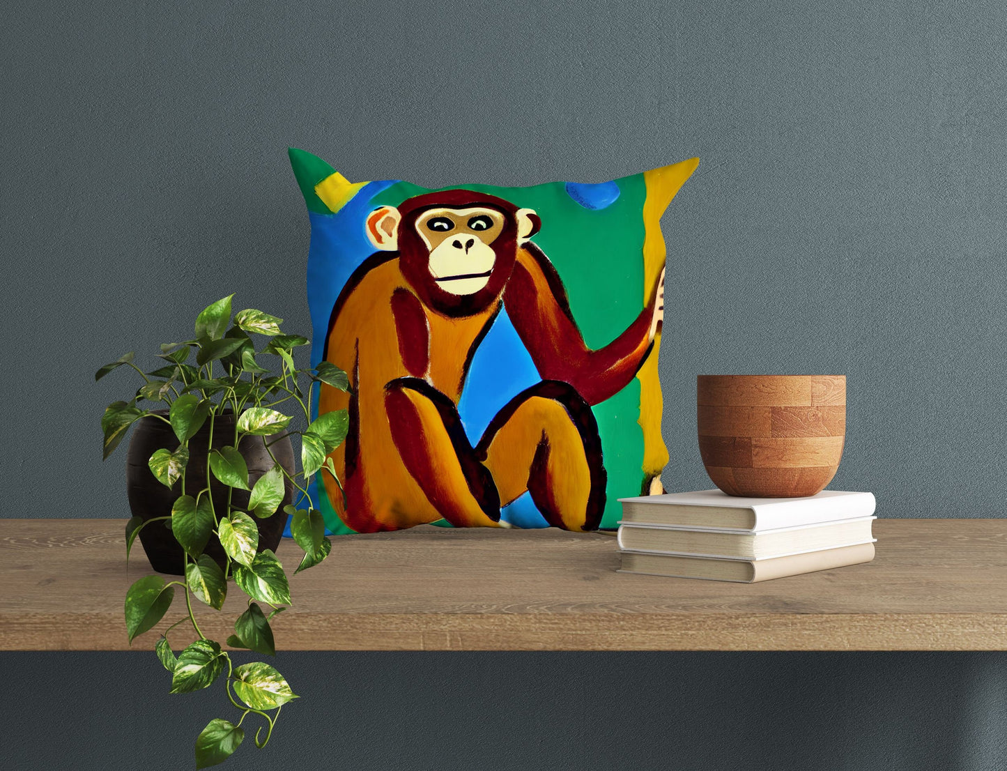 Original Art Monkey Pillow Case, Abstract Art Pillow, Art Pillow, Colorful Pillow Case, Beautiful Pillow, Square Pillow, Housewarming Gift