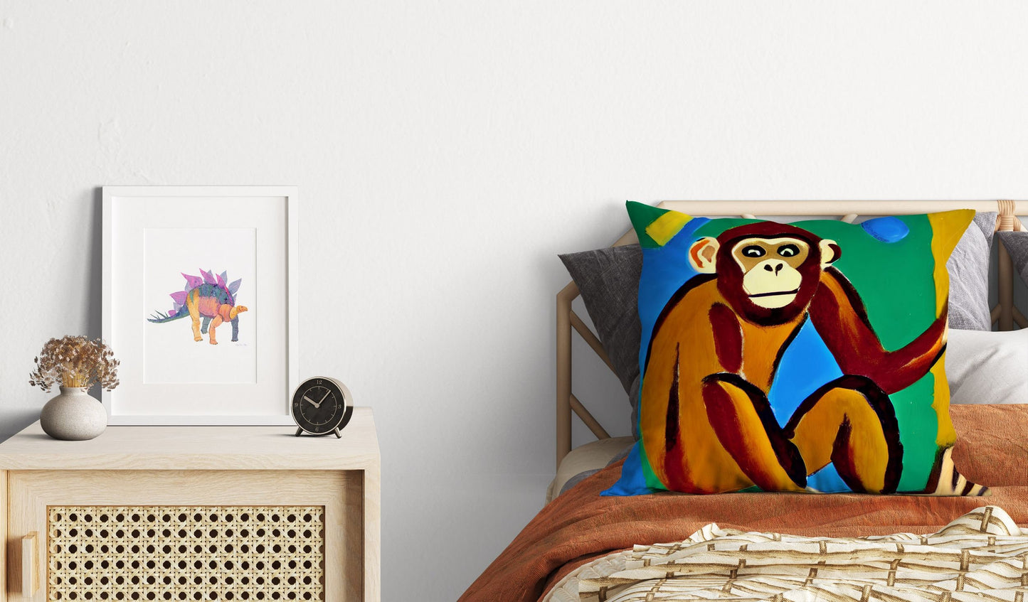 Original Art Monkey Pillow Case, Abstract Art Pillow, Art Pillow, Colorful Pillow Case, Beautiful Pillow, Square Pillow, Housewarming Gift