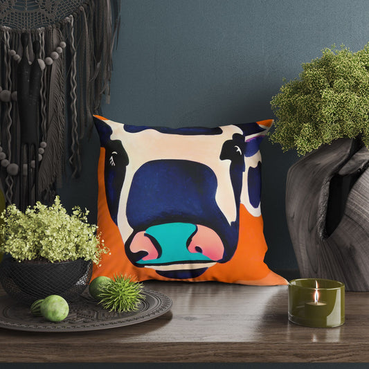 Dairy Cattle Original Art, Throw Pillow Cover, Bee Pillow Cover, Comfortable, Colorful Pillow Case, Contemporary Pillow, Indoor Pillow Cases