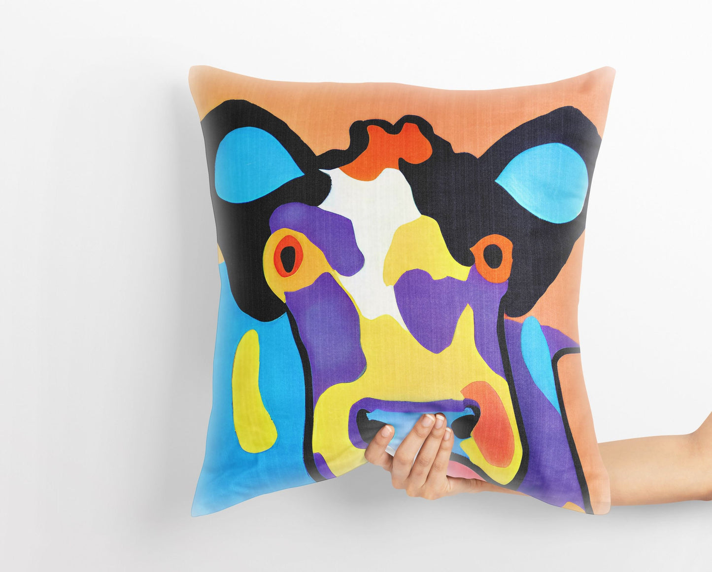 Dairy Cattle Original Art Tapestry Pillows, Abstract Throw Pillow Cover, Art Pillow, Colorful Pillow Case, Playroom Decor, Nursery Decor