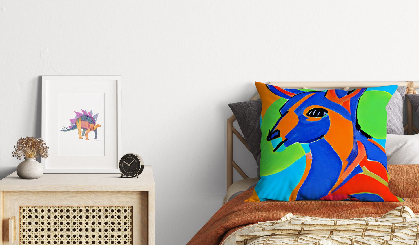 Australian Wildlife Kangaroo Decorative Pillow, Abstract Art Pillow, Art Pillow, Colorful Pillow Case, Fashion, 18 X 18 Pillow Covers