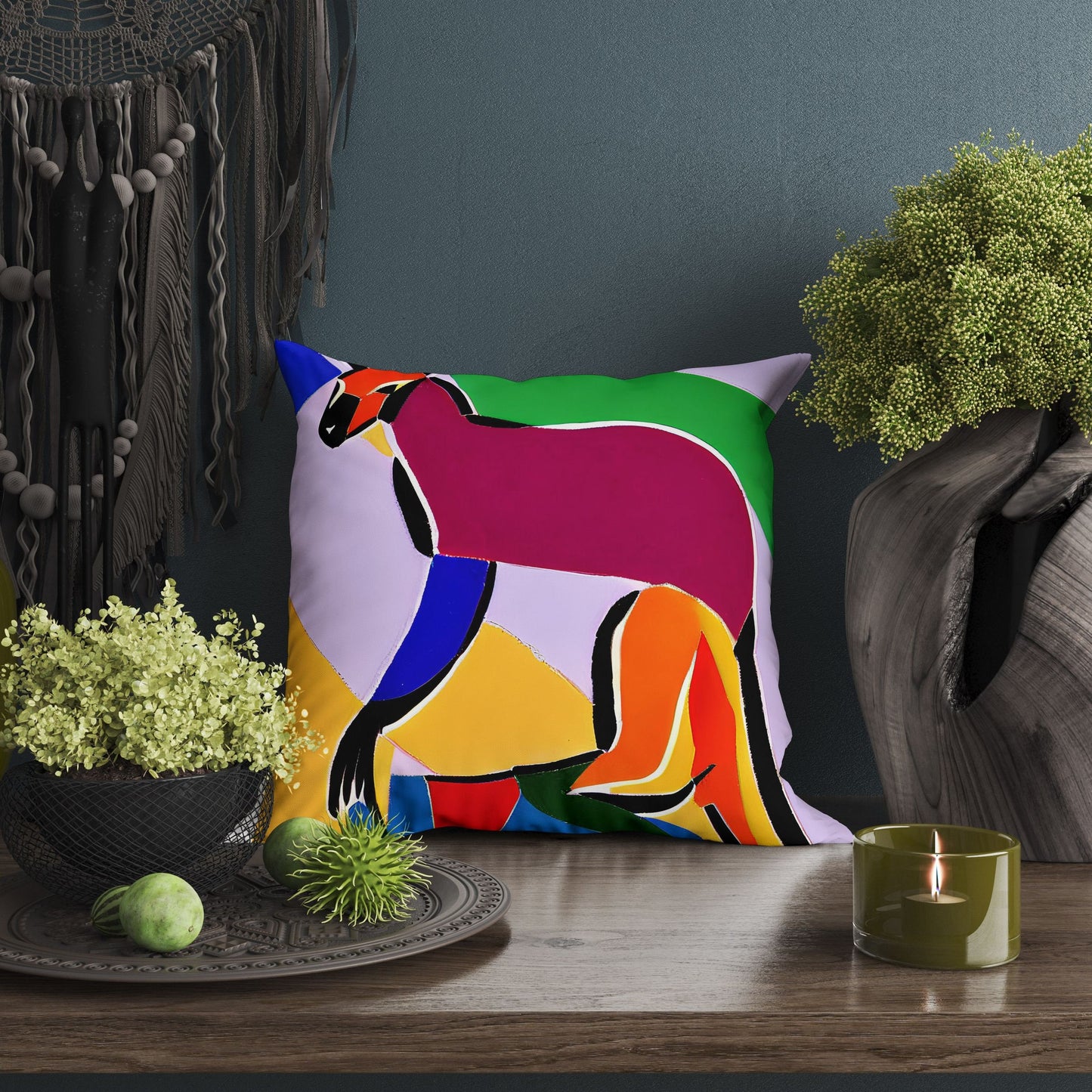 Australian Wildlife Kangaroo Decorative Pillow, Abstract Art Pillow, Art Pillow, Colorful Pillow Case, Fashion, 18 X 18 Pillow Covers